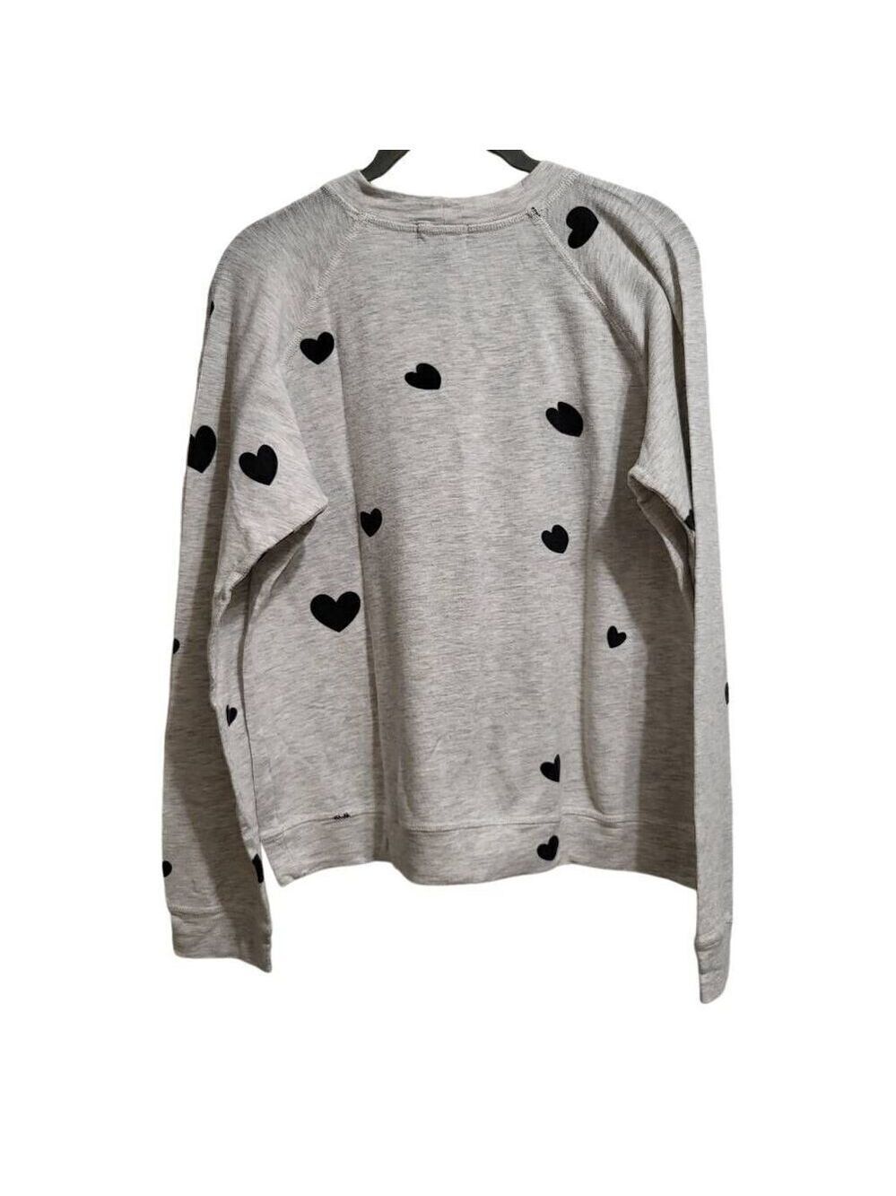 Monrow‎ Heart Print Sweatshirt - Ash sz med - Picture 3 of 8